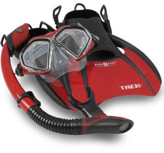 Aqua Lung Trek Fin, Mask, Dry Snorkel Set with Snorkeling Gear Bag 