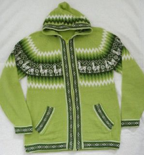 Newly listed New From Peru Soft Alpaca Sweater Jacket with Hood, Full 