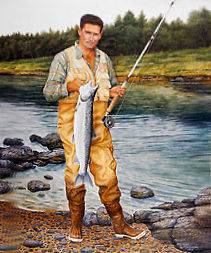   38 POSTER TED WILLIAMS FLY FISHING HOME RUN BY ARMAND LAMONTAGNE