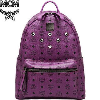 Auth MCM Stark Purple Visetos Backpack Medium Size 12FW New Version