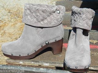 New Womens UGG Lynnea Arroyo Weave Gray Clog Boots Size US 8 UK 5.5 EU 