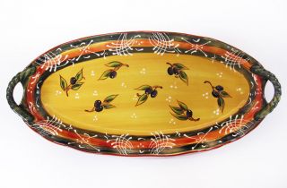 TABLE EXPRESSIONS French Olives Fish Serving Platter w/ Handles 