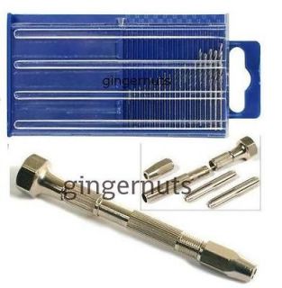 20PC Micro HSS Mini Twist Drills & Pro Swivel Head Pin Vice Jewelers 