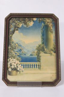 Atkinson Fox Art Deco Framed Art Grecian Column Blue Mountainscape 