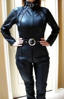 BLACK LAMBSKIN LEATHER Avenger Catsuit Jumpsuit Womens 24 26 (4X) NWT