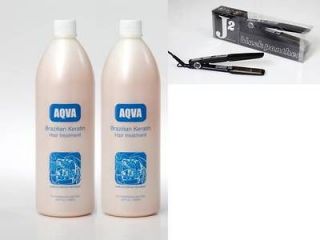 Aqva Brazilian Keratin Hair Treatment 2 Unit 1000ML With Flat Iron 