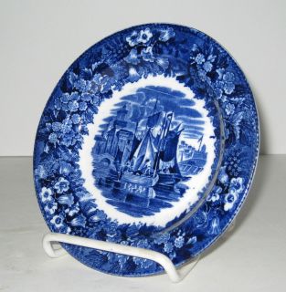 Wedgwood Etruria Ferrara Blue & White Transferware Plate c: 1900s 