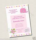 Printable Baby Shower Birthday invitation Girl Pink Whale Turtle