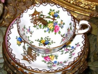 Pagoda & Roses Aynsley Tea Cup and Saucer Set c.1920s