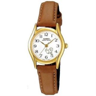 Casio Womens Brown Leather Strap Watch, White Dial, LTP1094Q 7B7
