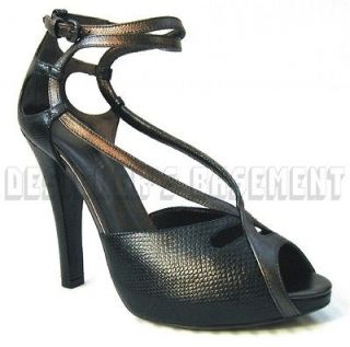 BOTTEGA VENETA black Snake & bronze Leather ANKLE strap shoes NIB 