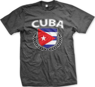 Cuba Flag Crest Shield Mens T Shirt Cuban Colors Olympic Team Pride 
