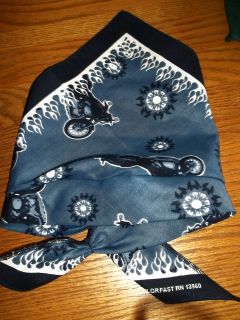 Bandana Style Neck/Head Cooler Moter Cycle on Blue & Black w/Flap for 