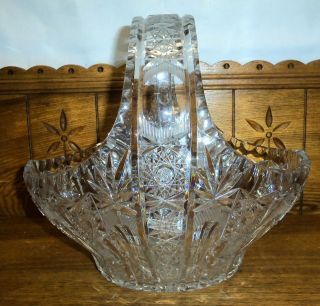 Antique American Brilliant Cut Glass Basket