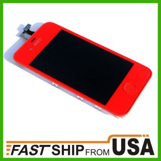 Red Iphone 4 Front LCD Display Screen Touch Digitizer Assembly 