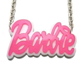 Nicki Minaj Inspired Glitter Pink BARBIE Pendant Necklace Double 