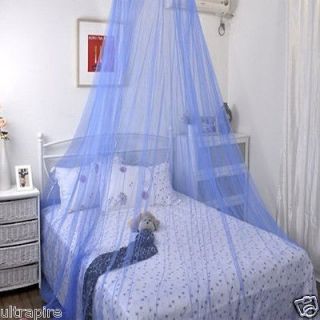   Blue Elegant Round Lace Keep Out Mosquito Net Bed Canopy Netting J