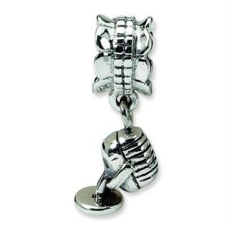   Silver Reflection Antiqued Microphone Dangle Bead Charm Bracelet