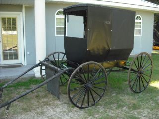BEAUTIFUL ORIGINAL MILLER YODER AMISH HORSE DRAWN CARRIAGE WITH TREE