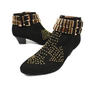 JEFFREY CAMPBELL WOMENS BLACK BENATAR STUDDED ANKLE BOOTS LEATHER 