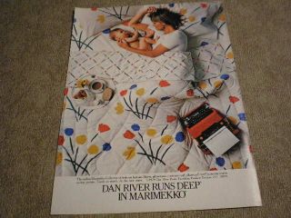 1979 Dan River Sheets Marimekko Ad Lady & Baby in Bed