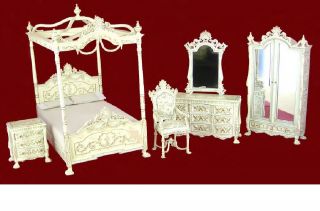   Miniature bedroom furniture set canopy bed armoire/dresse​r New