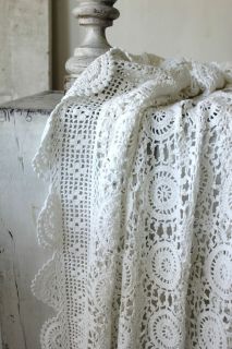   French crochet bed cover coverlet bedspread lace ~ handmade LARGE