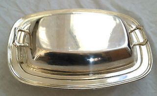 Vintage Silver Plated oblong dish With Cover and Handles