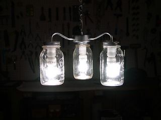 UNIQUE THREE LIGHT CHANDELIER CUSTOM MADE FOR MASON JAR GLASS