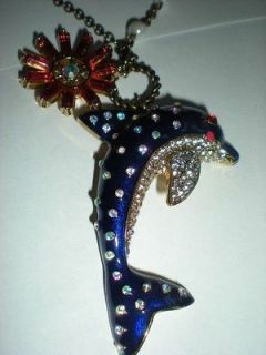 Betsy Johnson Mermaid Tale Dolphin Flower Necklace Rv60