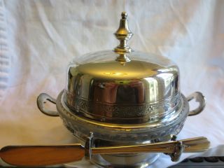 GORGEOUS VINTAGE REED & BARTON SILVERPLATE DOMED BUTTER DISH WITH 