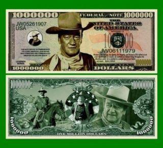 15 Factory Fresh John Wayne Million Dollar Bills New