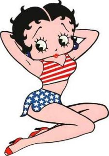 BETTY BOOP in Patriotic USA Flag Colors Bathing Suit Window Cling 