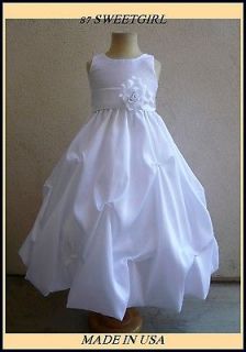 WHITE JR. BRIDESMAID INFANT TODDLER PAGEANT RECITAL PARTY GOWN FLOWER 