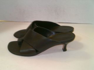 Giannetti Womens Leather Black Open Toe Slide with Heel, 7 1/2 B 