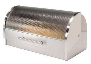   New Oggi Stainless Steel Roll Top Bread Box with Tempered Glass Lid