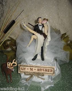 DEER HUNTING Funny bride WEDDING CAKE TOPPER groom TOP hunter country 
