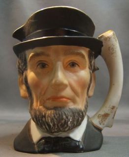 Vintage ABE LINCOLN FACE LEFTON China PITCHER Hand Painted Great 
