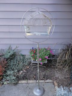Vintage Hendryx Metal Bird Cage and Chrome Iron Stand