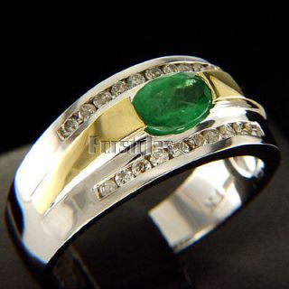 New Emerald Diamonds 14k Solid Gold Mens Ring r00168