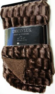 Throw Blanket Faux Mink Reversible Sherpa Luxury 50 x 60