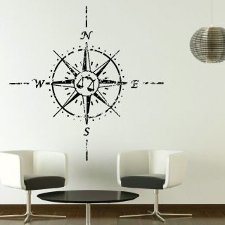 NORTH EAST SOUTH WEST COMPASS WALL DECAL STICKER huge removable vinyl 