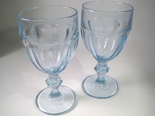  Libbey Gibraltar Duratuff Light Blue Stem Drink Glasses Goblets HTF