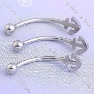   18G Stainless Steel Curved Anchor Sailor Belly Button Ring Navel Bar