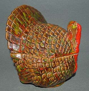 Retro California Pottery Turkey Box 1970 colors Ceramic Thanksgiving 