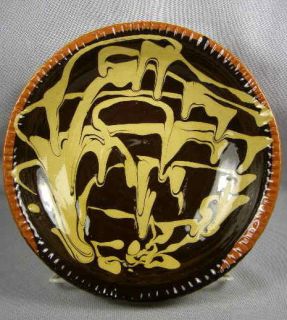   Williamsburg Restoration Brown & Yellow Slipware Pottery Bowl #1