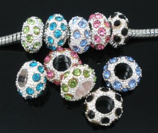 10 x Mixed Rhinestone Bracelet Spacers Beads Jewellery Making Supplies 