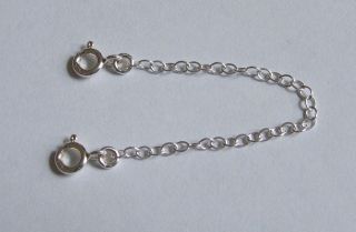Sterling Silver necklace necklet extender safety chain two 6mm Bolt 