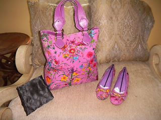 NWT Gucci Flora Floral Handbag Tote Bag and Shoes in PINK & size 9 