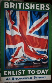   Window cardboard Poster Britishers Enlist To Day 44 Bromfield Str